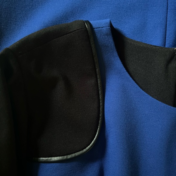 New Chaus Ponte Color-block 3/4 Sleeves Blue and Black Midi Dress 6 - Picture 9 of 9